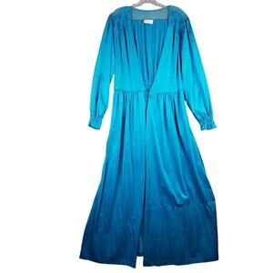 Vintage Peignoir Set Color Aqua Teal Lace Robe Ruffle Romantic Movie Star
